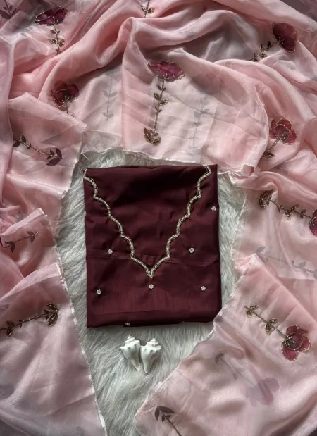 Tew Soft Organza Cut Dana Flower Handwork Saree